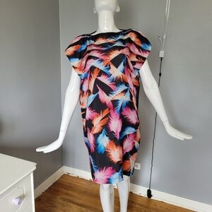 McQ by Alexander Mcqueen Feather Print Dress with Zipper Detail, VGUC, Size 8